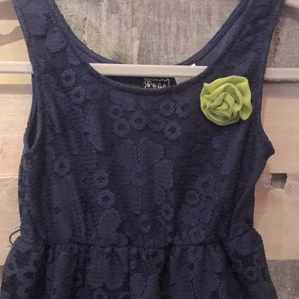 Navy blue lace dress for kids | POGO CLUB